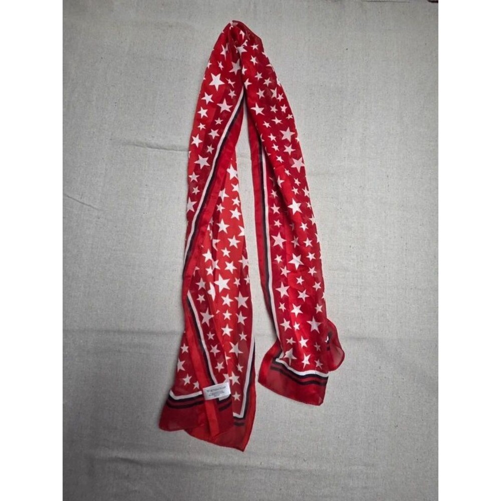 Worthington Vintage Red Star Print Lightweight Neck Scarf